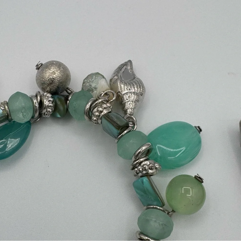 Hannah Brilliance Nautical Beach Ocean Sea Glass Sea Life Bracelet and Earrings - Picture 7 of 11